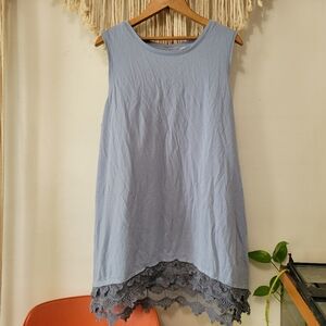 LOGO by Lori Goldstein Blue Lace Tunic